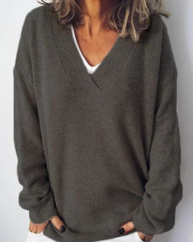 Monika - Pullover in Cashmere con Scollatura a V