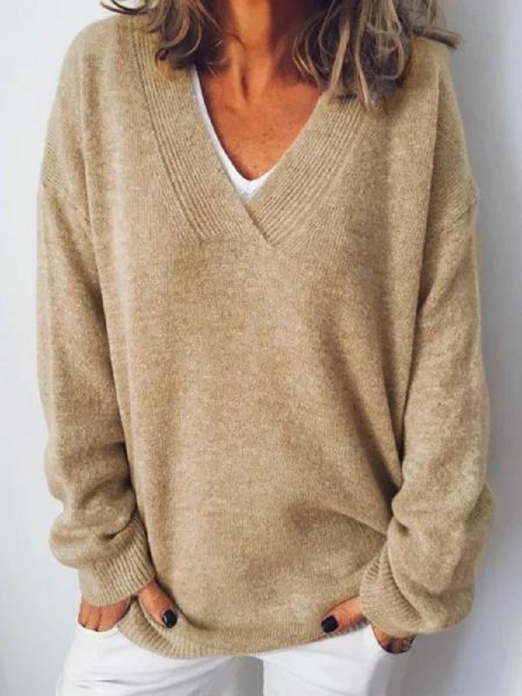 Monika - Pullover in Cashmere con Scollatura a V