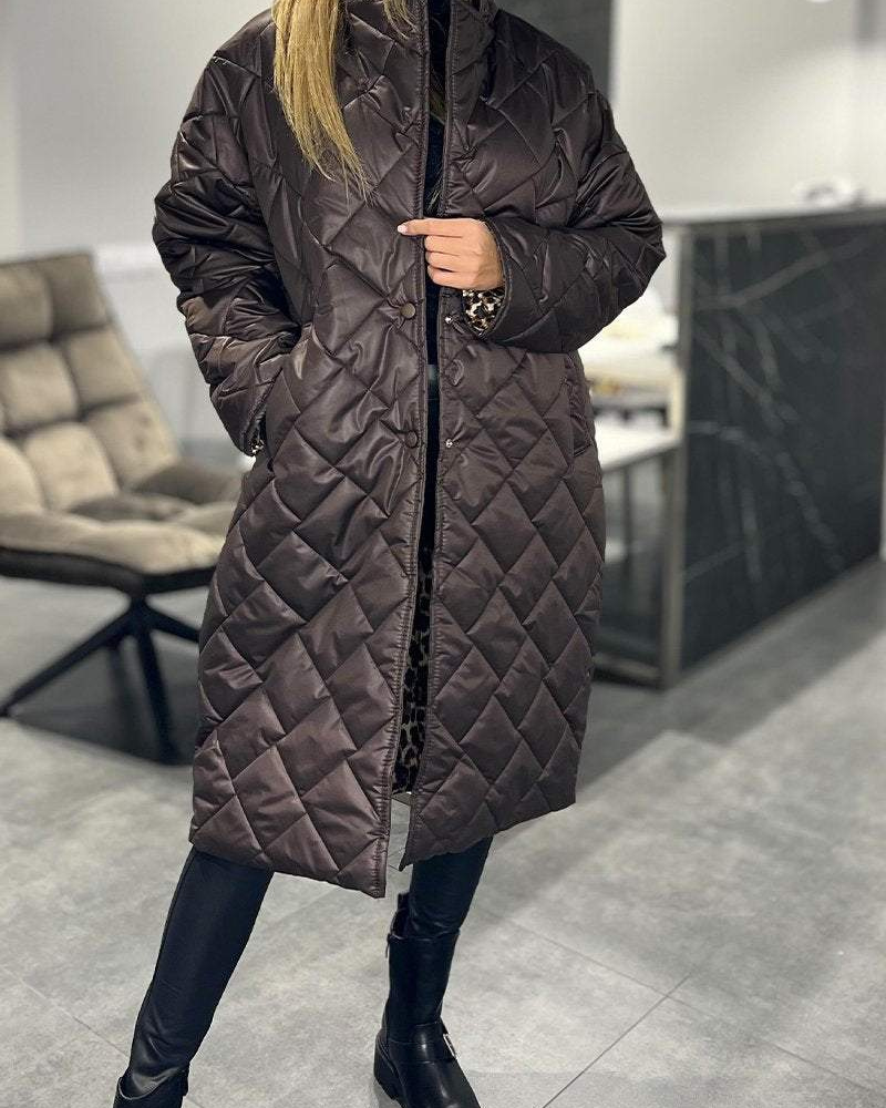 DIASY - Collo Relaxed Cappotto di Cotone di Media Lunghezza