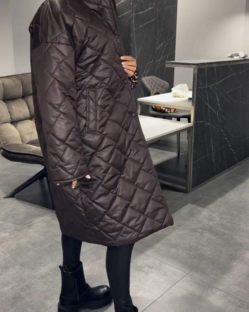 DIASY - Collo Relaxed Cappotto di Cotone di Media Lunghezza