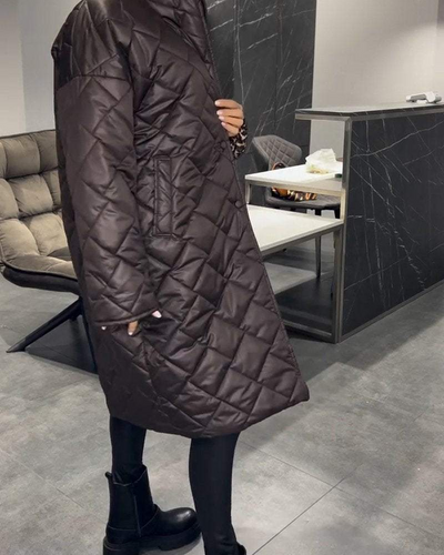 DIASY - Collo Relaxed Cappotto di Cotone di Media Lunghezza